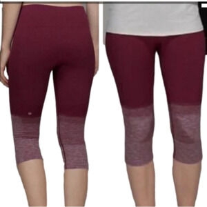 Lululemon Ebb to Street Seamless Ombré burgundy and white crop leggings size‎ 6